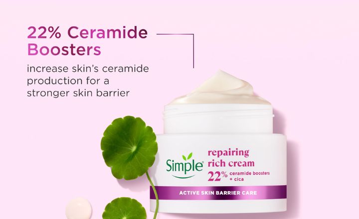 Simple Repairing Rich Cream Face Moisturiser with 22% Ceramide Boosters and Pro-Vitamin B5