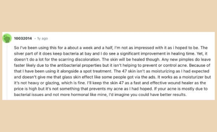 47 Skin Reviews on Reddit